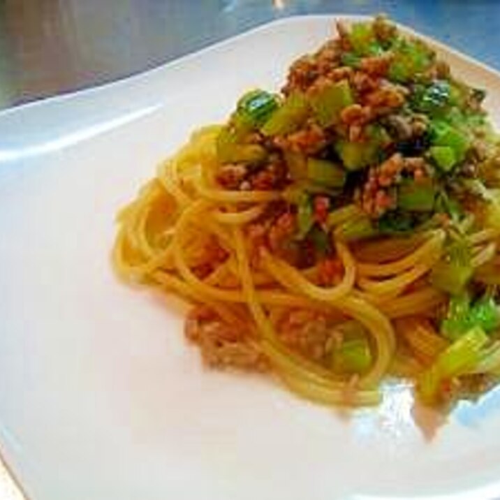 野沢菜漬けのパスタ